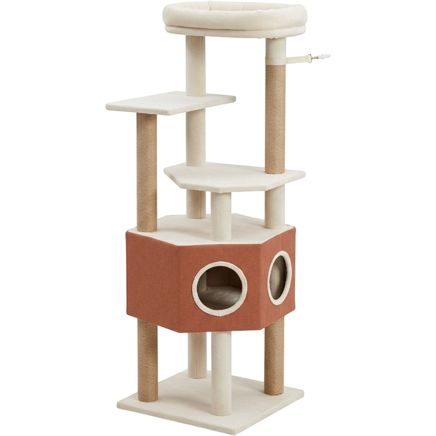 Wjmrf Hexagon Condo Five Platform Cat Tower Clay Cream 152 cm