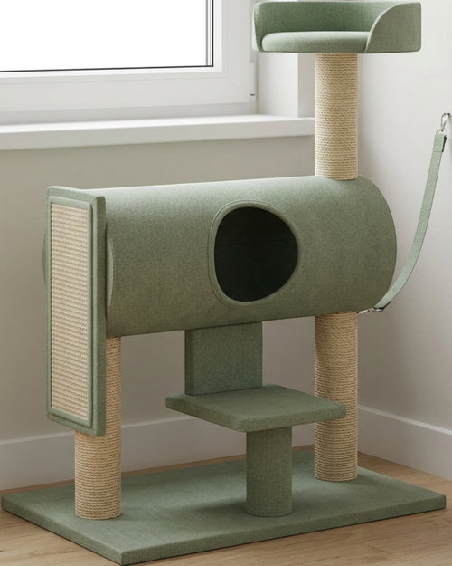 Wjmrf Low Tunnel Window Cat Tree Sage Natural 88 cm - Lifestyle view
